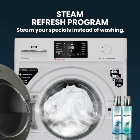 IFB 6 Kg 5 Star with Steam Reresh, AI Powered, Fully Automatic Front Load Washing Machine (DIVA GXN 6010, 9 Swirl Wash, Eco Inverter, Grey) - Image 6