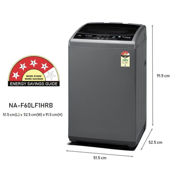 Panasonic 6 Kg 4 Star Fully-Automatic Top Load Washing Machine ( NA-F60LF1HRB, Grey, Durable Metal Body, 8 Wash Program, Aquabeat wash technology, One touch smart wash) - Image 7